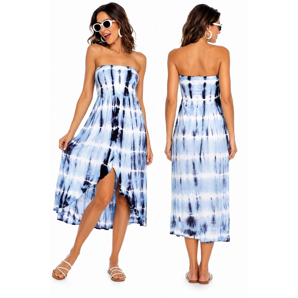 Women's Raviya Tie Dye Strapless Swim Cover Up Dress Blue S New With Tags